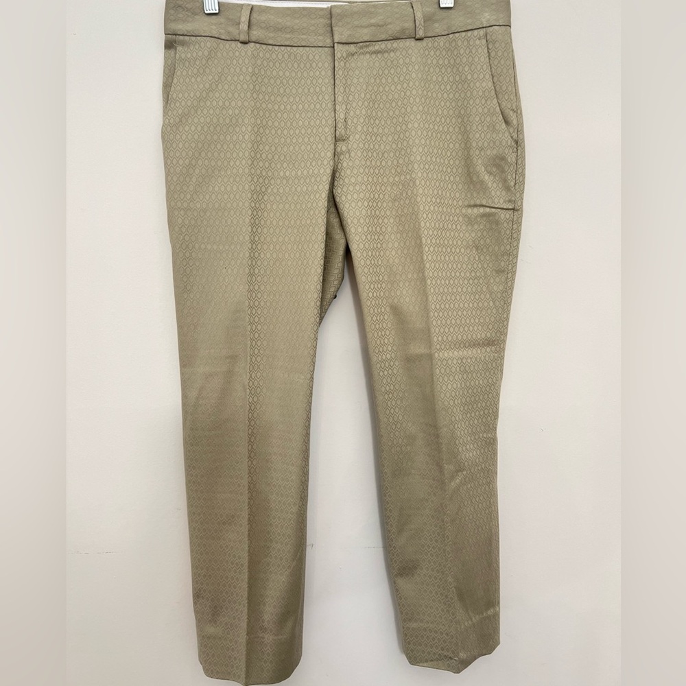 Banana Republic Hampton Dress Pants 8P Beige Textured Jacquard Slim Ankle Casual